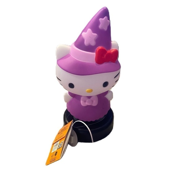 Hello Kitty Witch Halloween Blow Mold NEW Purple Decoration Light Up - Picture 1 of 2